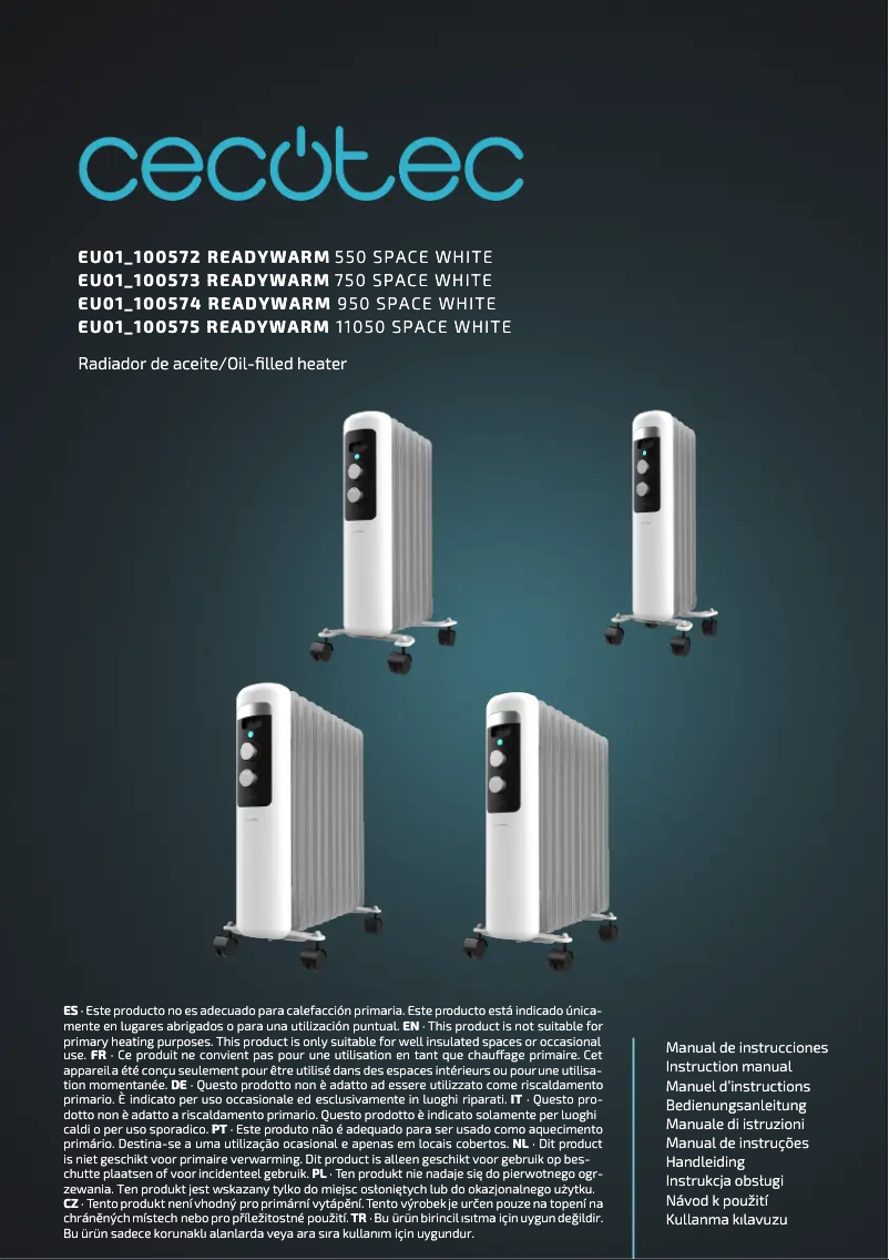 Page 1 de la notice Manuel utilisateur Cecotec ReadyWarm 750 Space