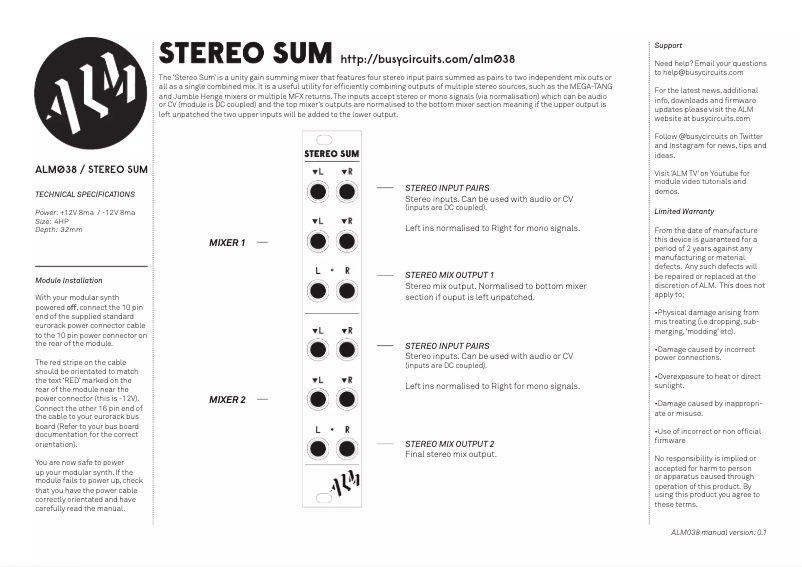 Image de la première page du manuel de l'appareil Stereo Sum