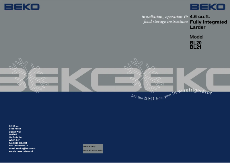 Page n°1 - Manuel utilisateur Beko BL20