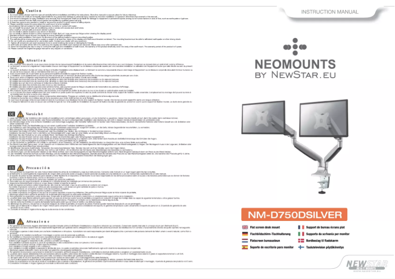 Page 1 de la notice Manuel utilisateur Newstar NM-D750DSILVER