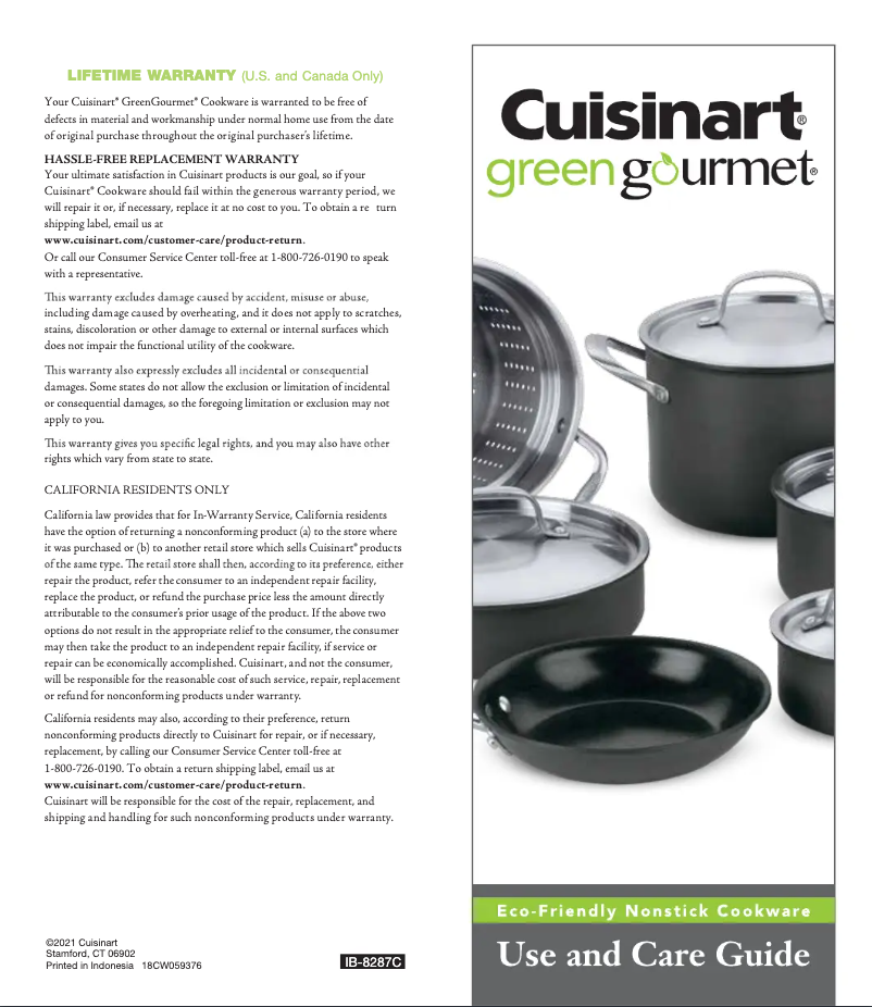 Page n°1 - Manuel utilisateur Cuisinart GreenGourmet GG45-25