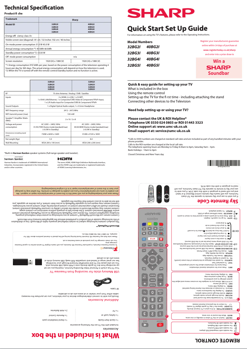 Page n°1 - Manuel utilisateur Sharp 40BG3I