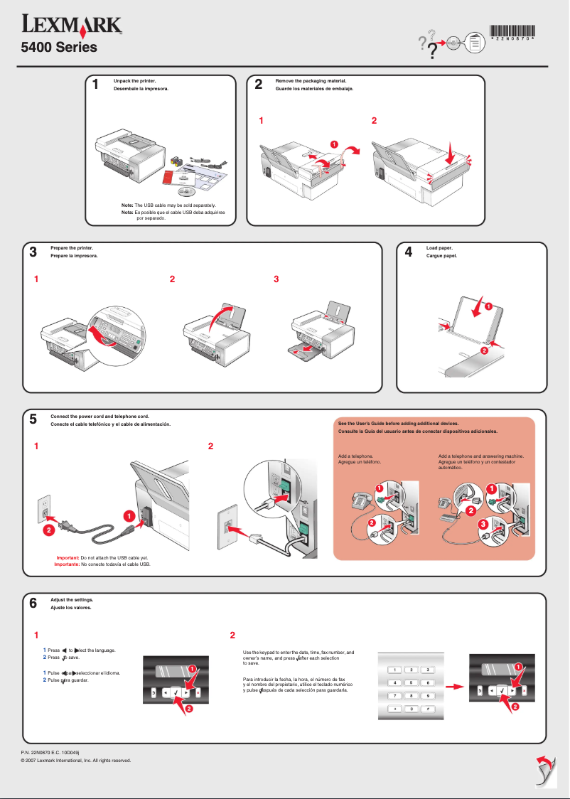 Imagen de la primera página del manual del dispositivo X5450