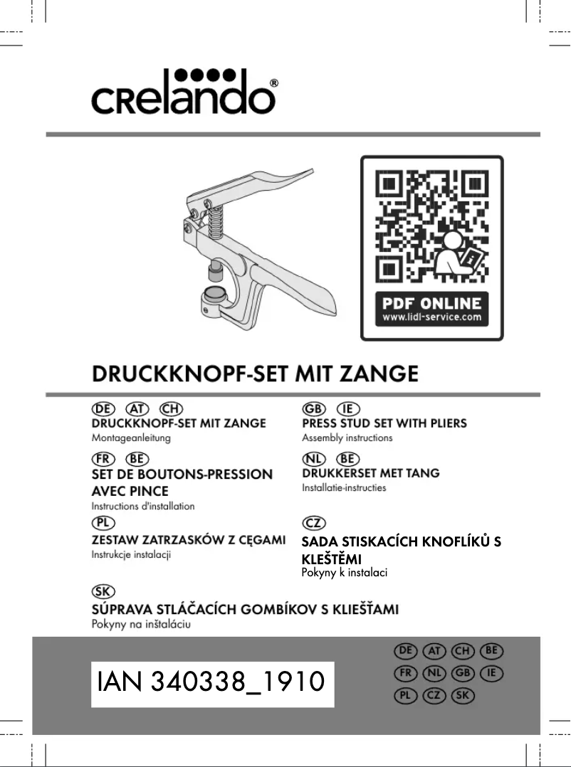 Page 1 de la notice Manuel utilisateur Crelando IAN 340338