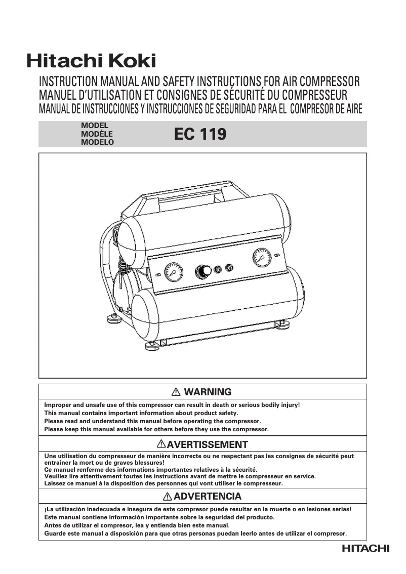 Page 1 de la notice Manuel utilisateur Hitachi EC 119