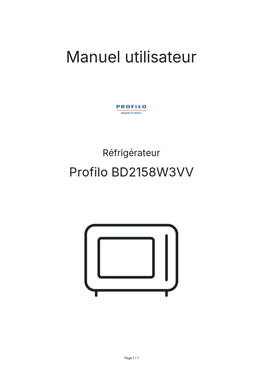 Page n°1 - Manuel utilisateur Profilo BD2158W3VV