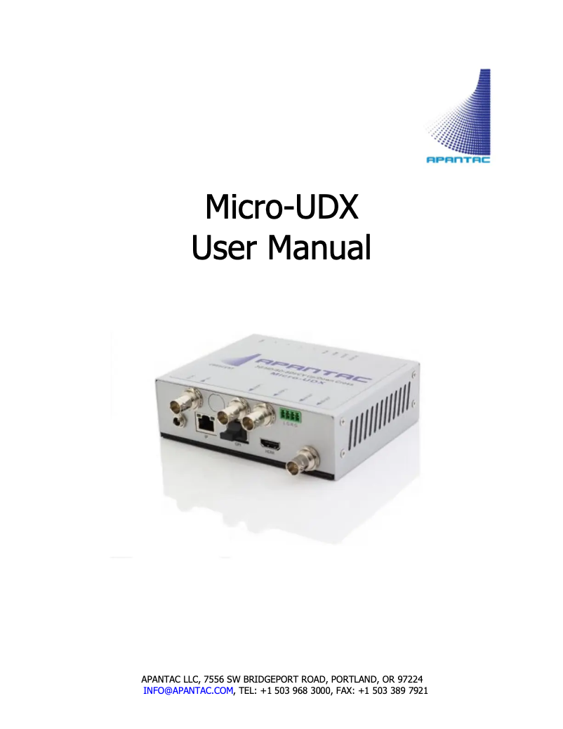 Page n°1 - Manuel utilisateur Apantac Micro-UDX