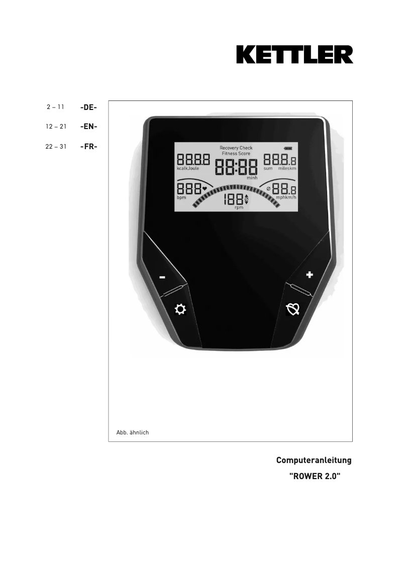 Página 1 del manual Manual de usuario Kettler Rower 2.0