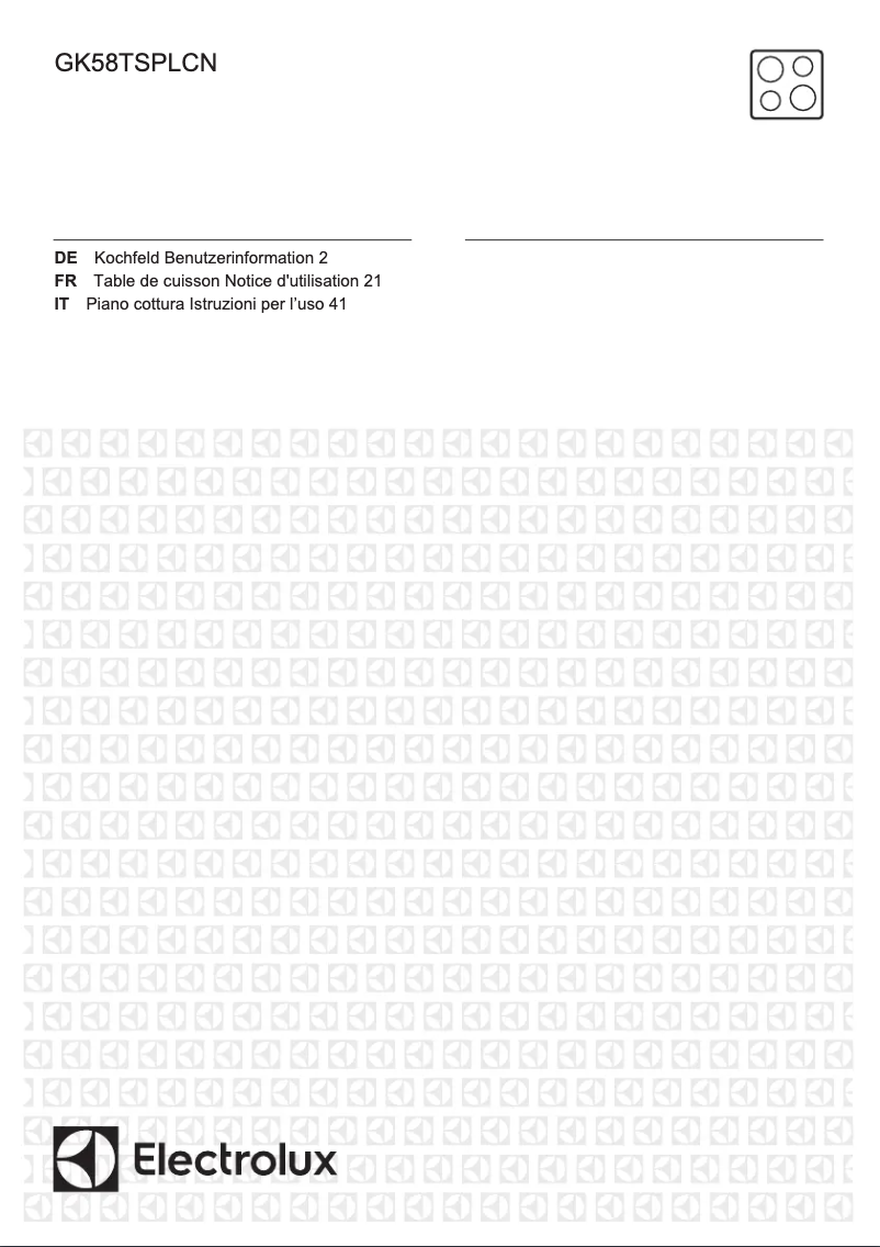 Page 1 de la notice Manuel utilisateur Electrolux GK58TSPLCN