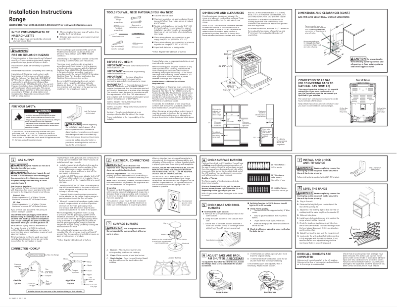 Page n°1 - Guide d'installation GE JGB620FSA