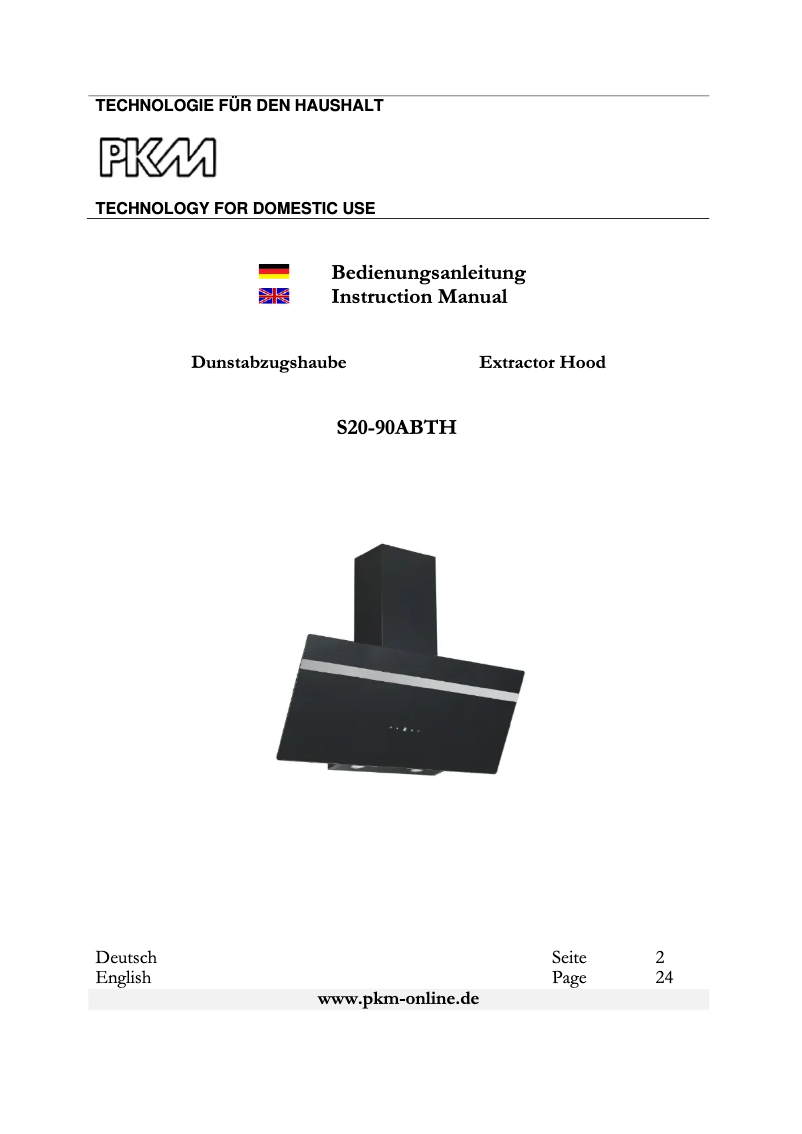 Page 1 de la notice Manuel utilisateur PKM S20-90ABTH