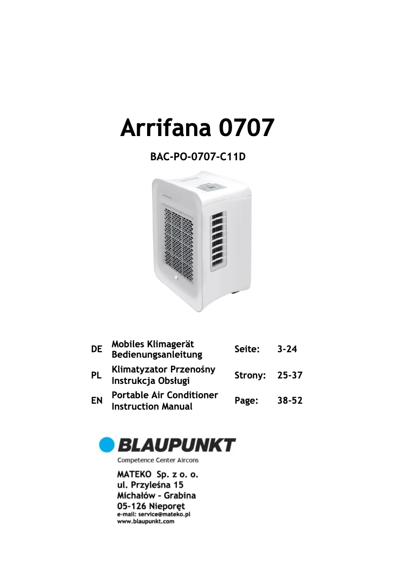 Page n°1 - Manuel utilisateur Blaupunkt Arrifana 07