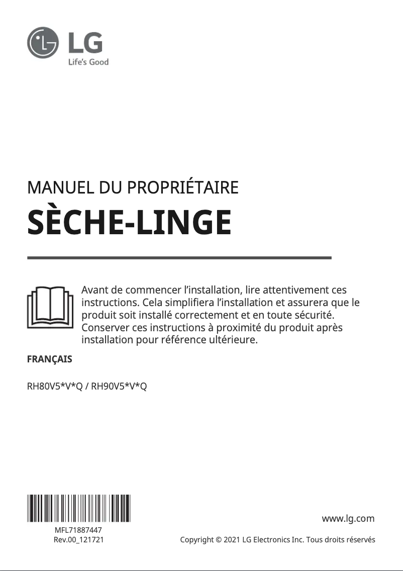 Page n°1 - Manuel utilisateur LG RH90V5AV6Q