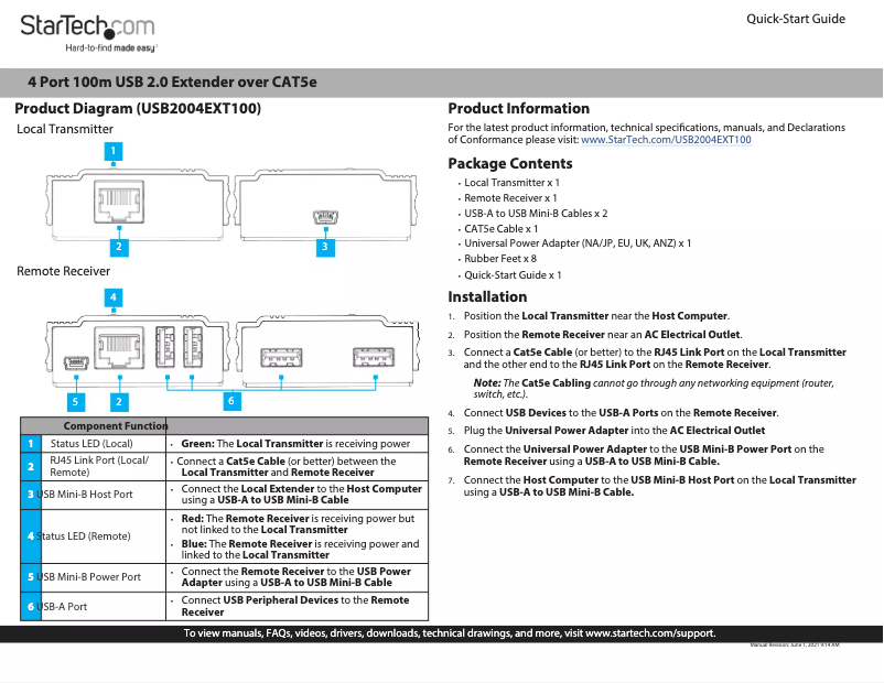 Image de la première page du manuel de l'appareil USB2004EXT100