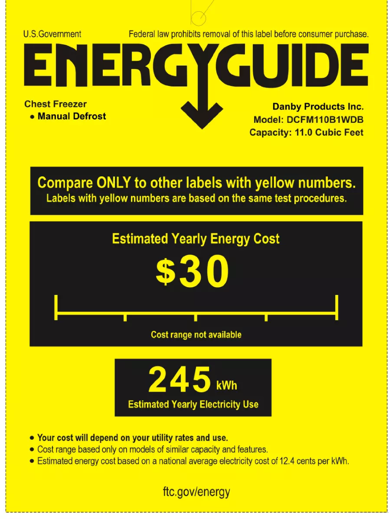 Page n°1 - Label énergétique Danby DCFM110B1