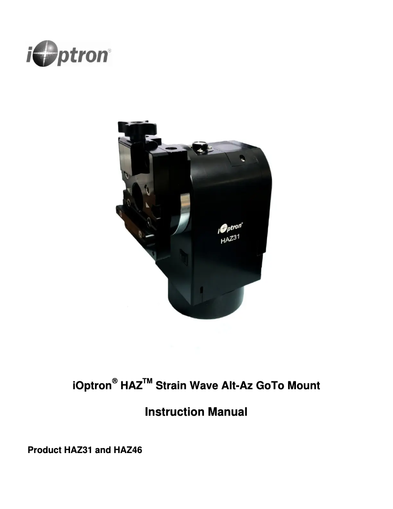 Page n°1 - Manuel utilisateur iOptron HAZ71
