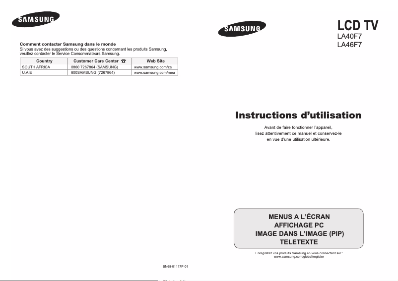 Page n°1 - Manuel utilisateur Samsung LE40F71B