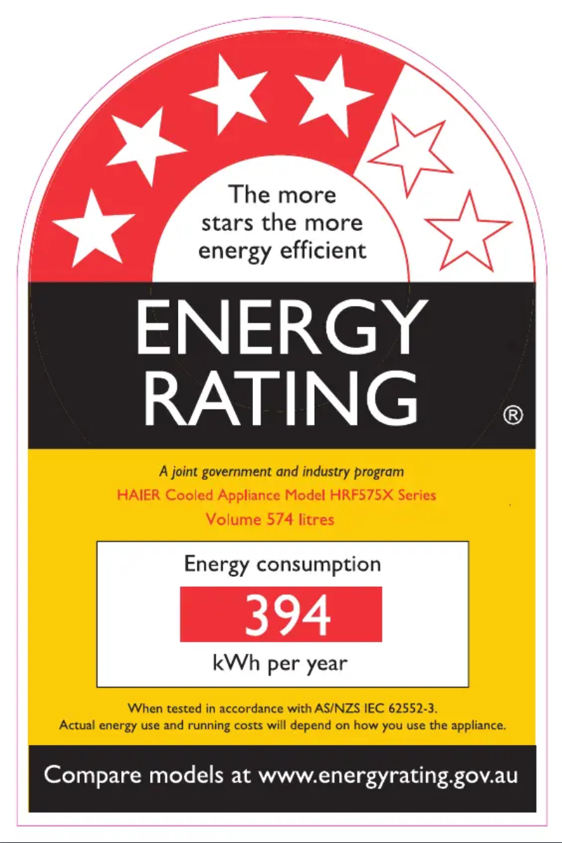 Page n°1 - Label énergétique Haier HRF575XHC