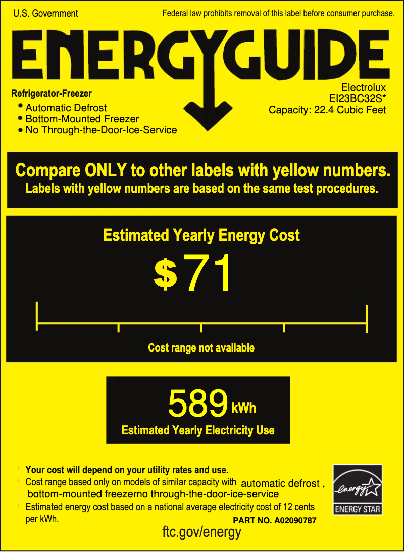 Page n°1 - Label énergétique Electrolux EI23BC32S