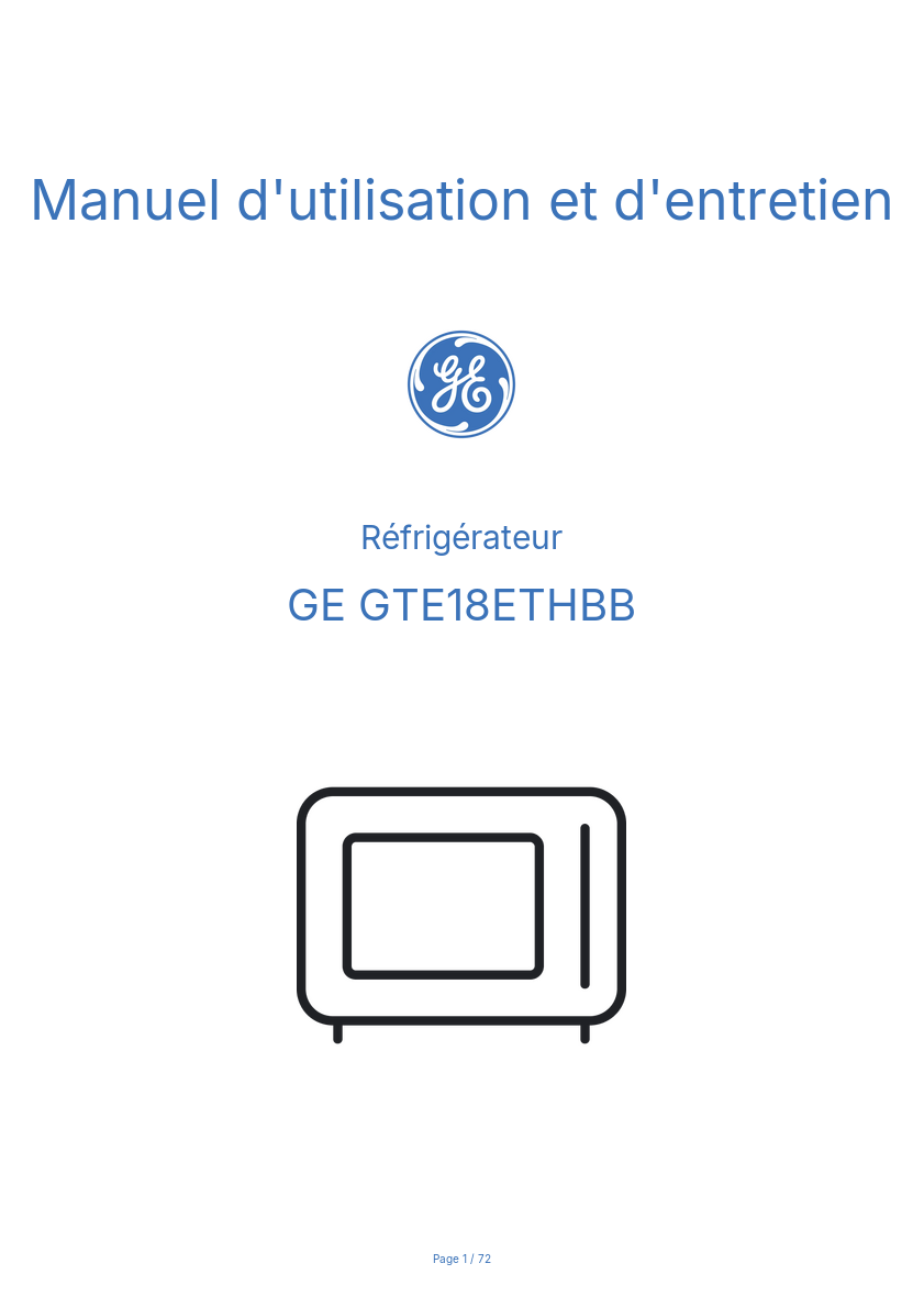 Image de la première page du manuel de l'appareil GTE18ETHBB