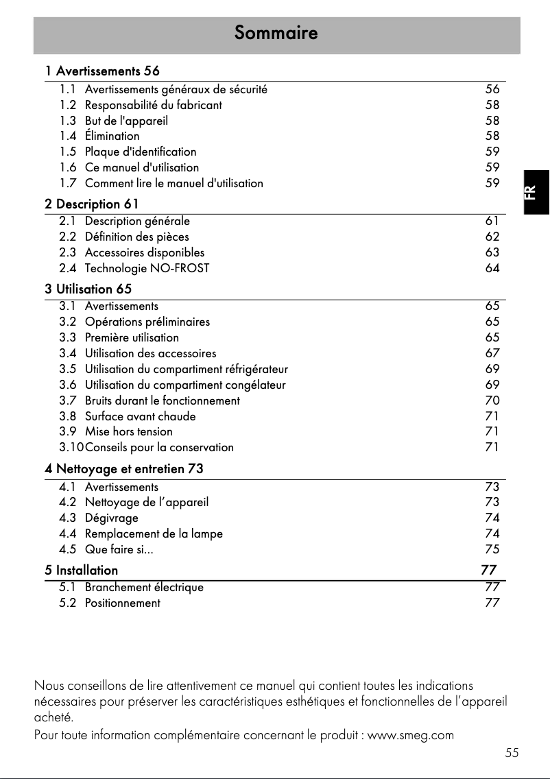 Página 1 del manual Manual de usuario Smeg FAB50LRD