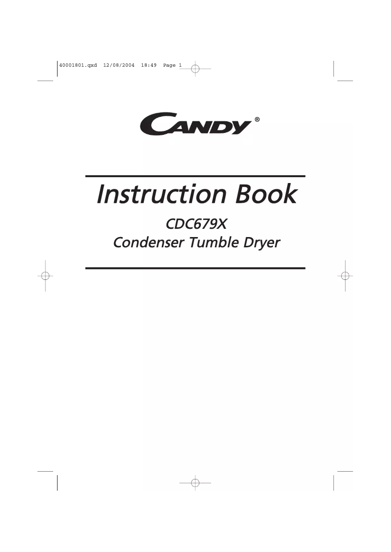 Page 1 de la notice Manuel utilisateur Candy CDC 679X-SY