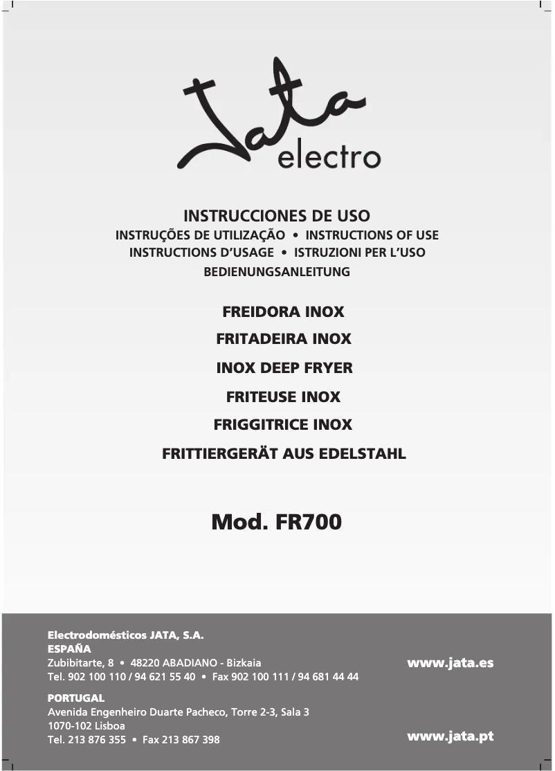 Page 1 de la notice Manuel utilisateur Jata FR700