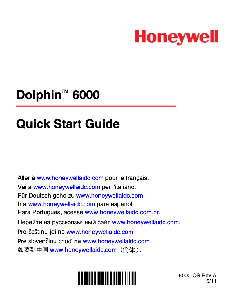 Page n°1 - Manuel utilisateur Honeywell Dolphin 6000 + 8GB microSD