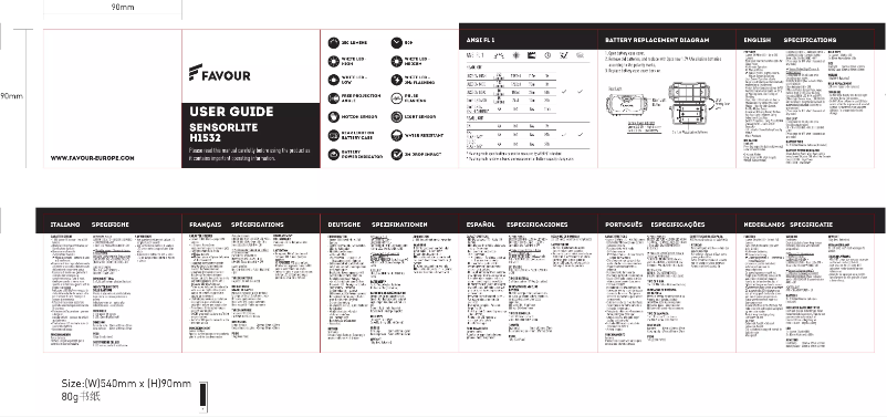 Page 1 de la notice Manuel utilisateur Favour Sensorlite