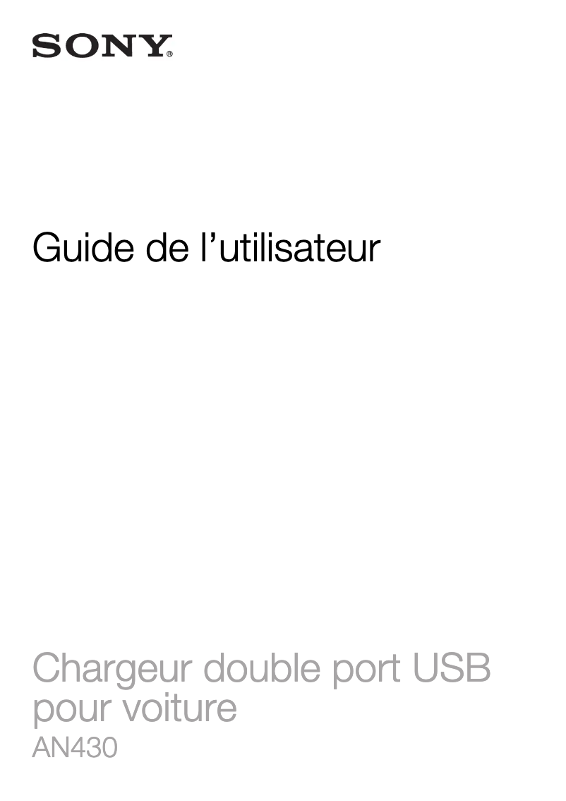 Page n°1 - Manuel utilisateur Sony AN430