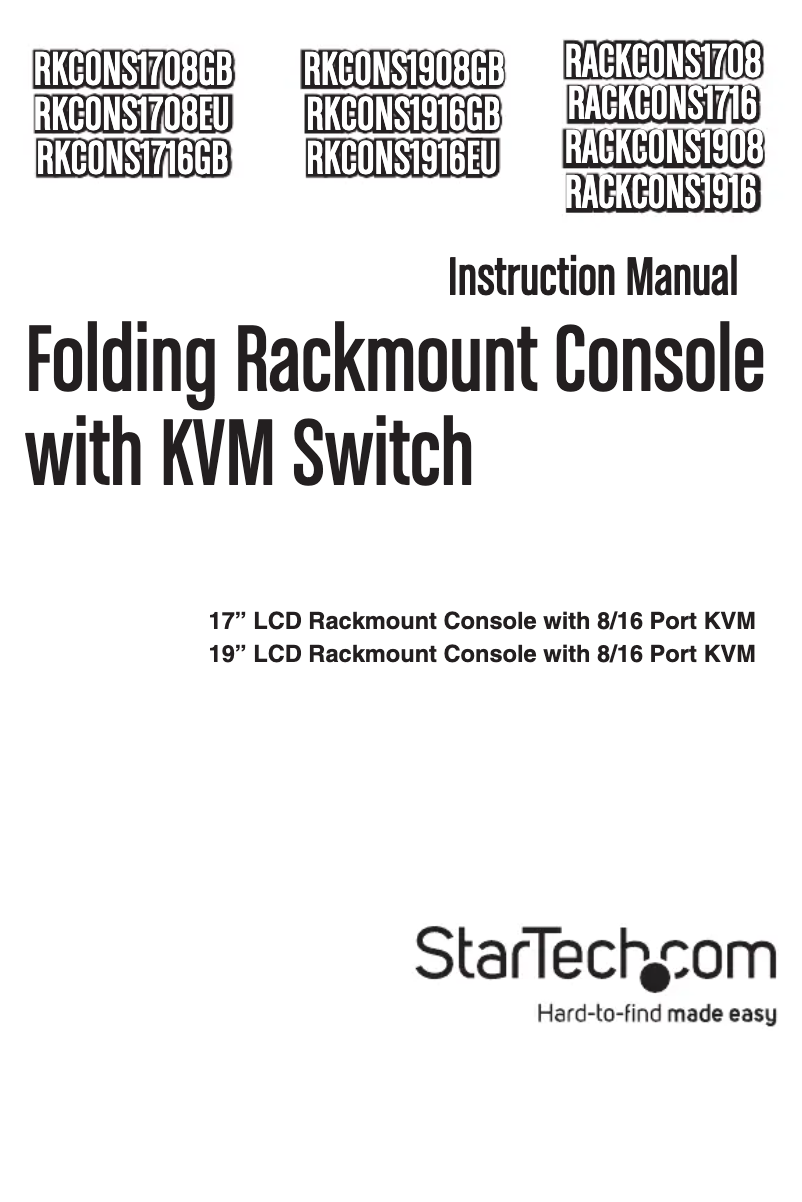Page n°1 - Manuel utilisateur StarTech.com RKCONS1908