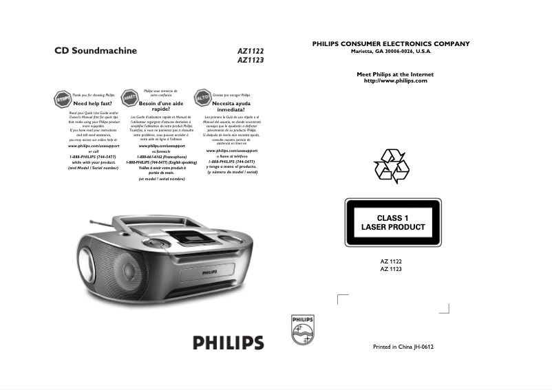 Page n°1 - Manuel utilisateur Philips AZ1123