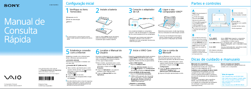 Image de la première page du manuel de l'appareil Vaio SVE14123CBW