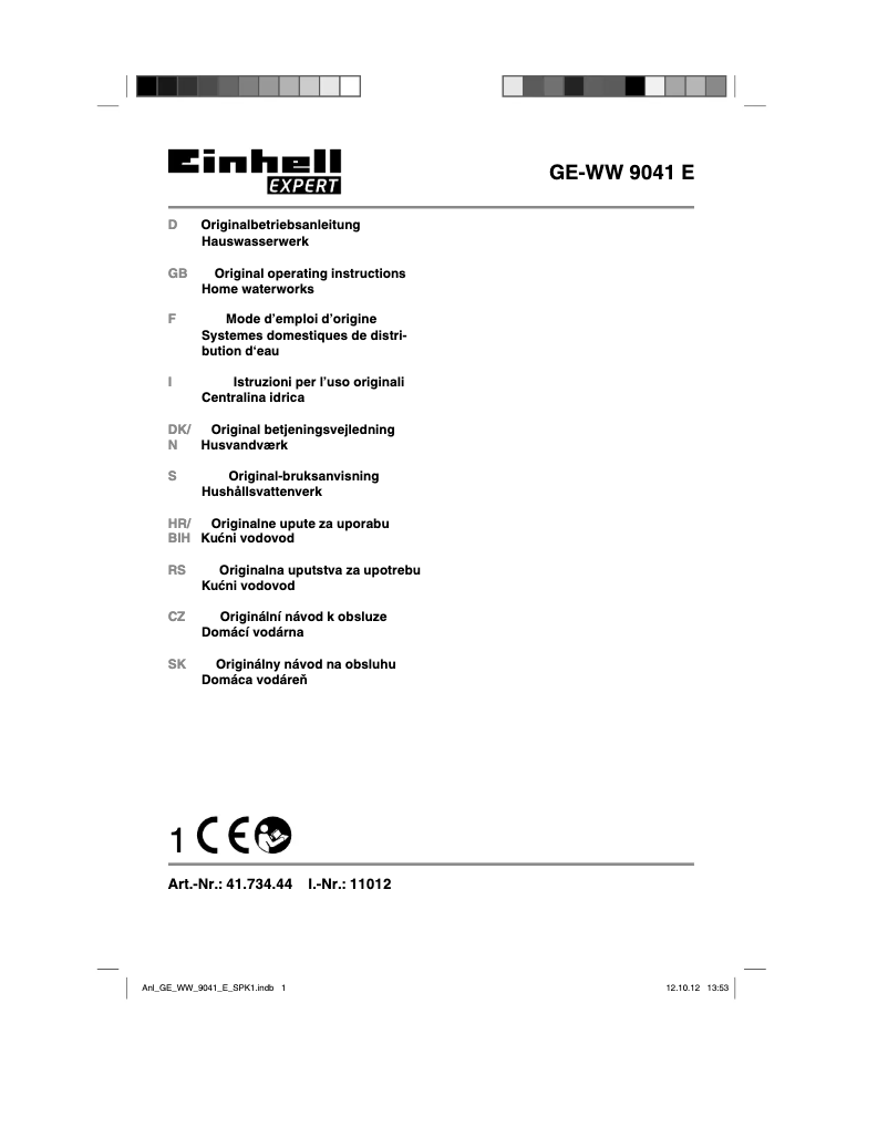 Page n°1 - Manuel utilisateur Einhell GE-WW 9041 E