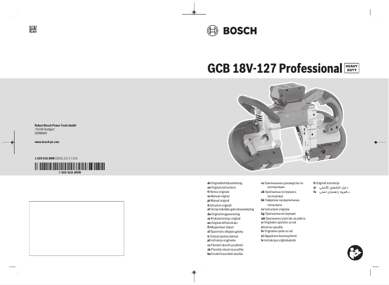 Page 1 de la notice Manuel utilisateur Bosch GCB 18V-127 Professional