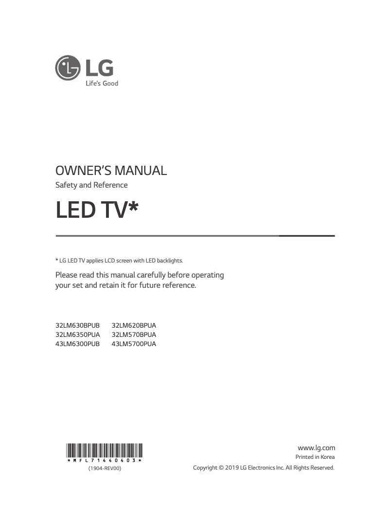 Página 1 del manual Manual de usuario LG 43LM5700PUA