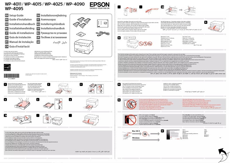 Page 1 de la notice Guide d'installation Epson WP-4015 DN WorkForce Pro