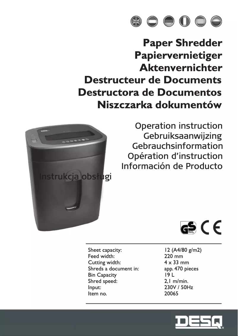 Page n°1 - Manuel utilisateur Desq 20065