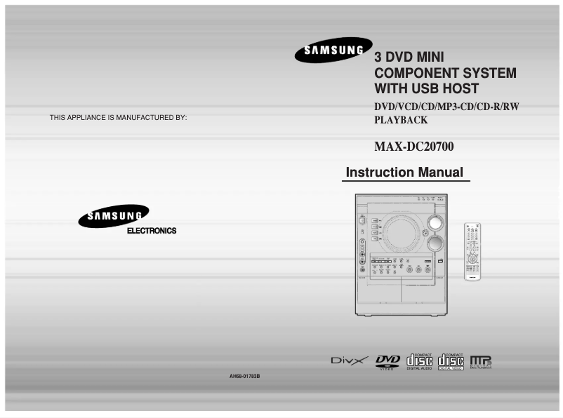 Page 1 de la notice Manuel utilisateur Samsung MAX-DC20700