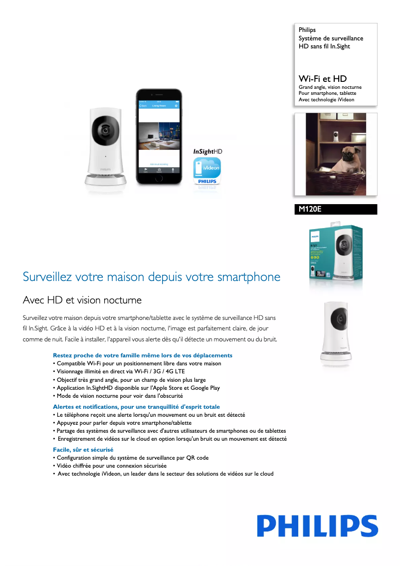 Page 1 of the manual Technical Sheet Philips M120E