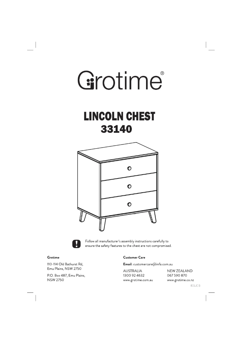 Page n°1 - Manuel utilisateur Grotime Lincoln Cot