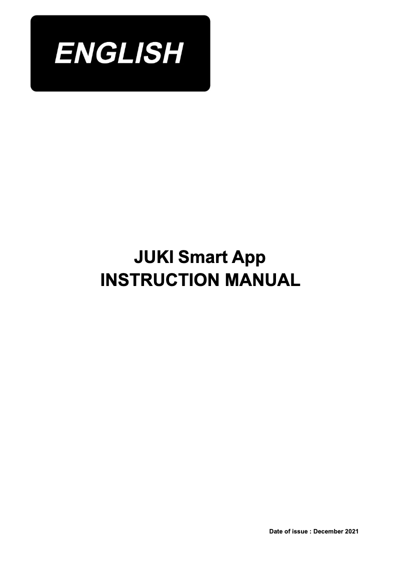 Page n°1 - Manuel utilisateur Juki Smart App