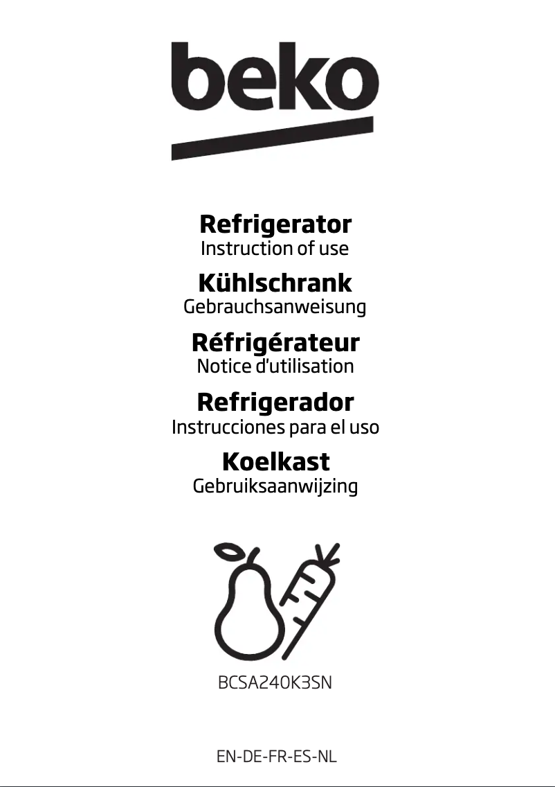 Page n°1 - Manuel utilisateur Beko BCSA240K3SN