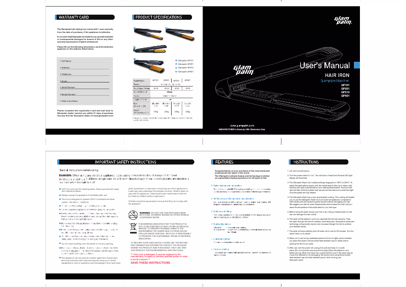Image de la première page du manuel de l'appareil Clinic Pro GP101