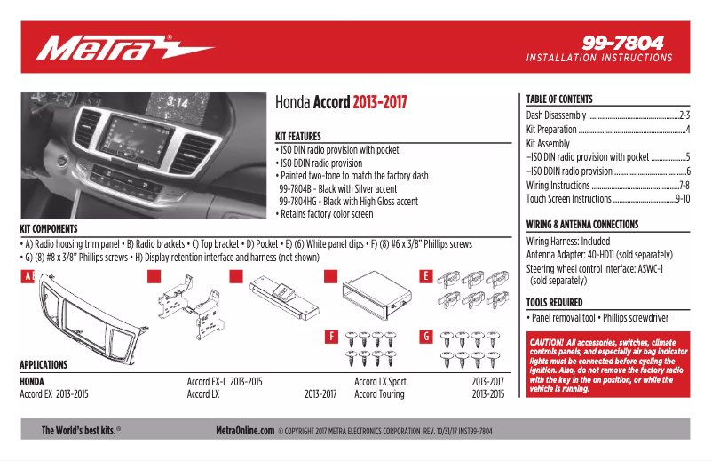Page n°1 - Guide d'installation Metra 95-6517HG