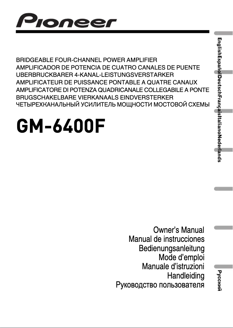 Page n°1 - Manuel utilisateur Pioneer GM-6400F