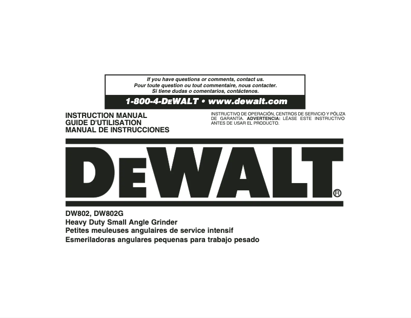 Image de la première page du manuel de l'appareil DW802G