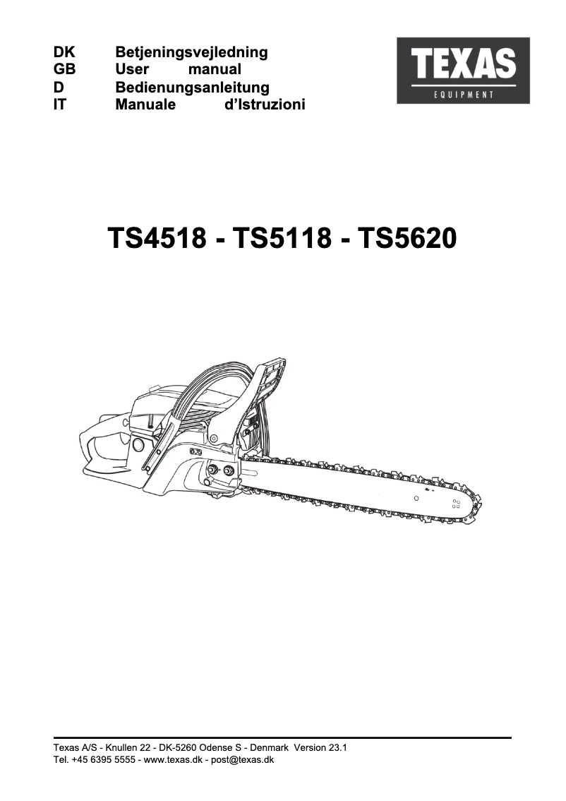 Page n°1 - Manuel utilisateur Texas TS 4518