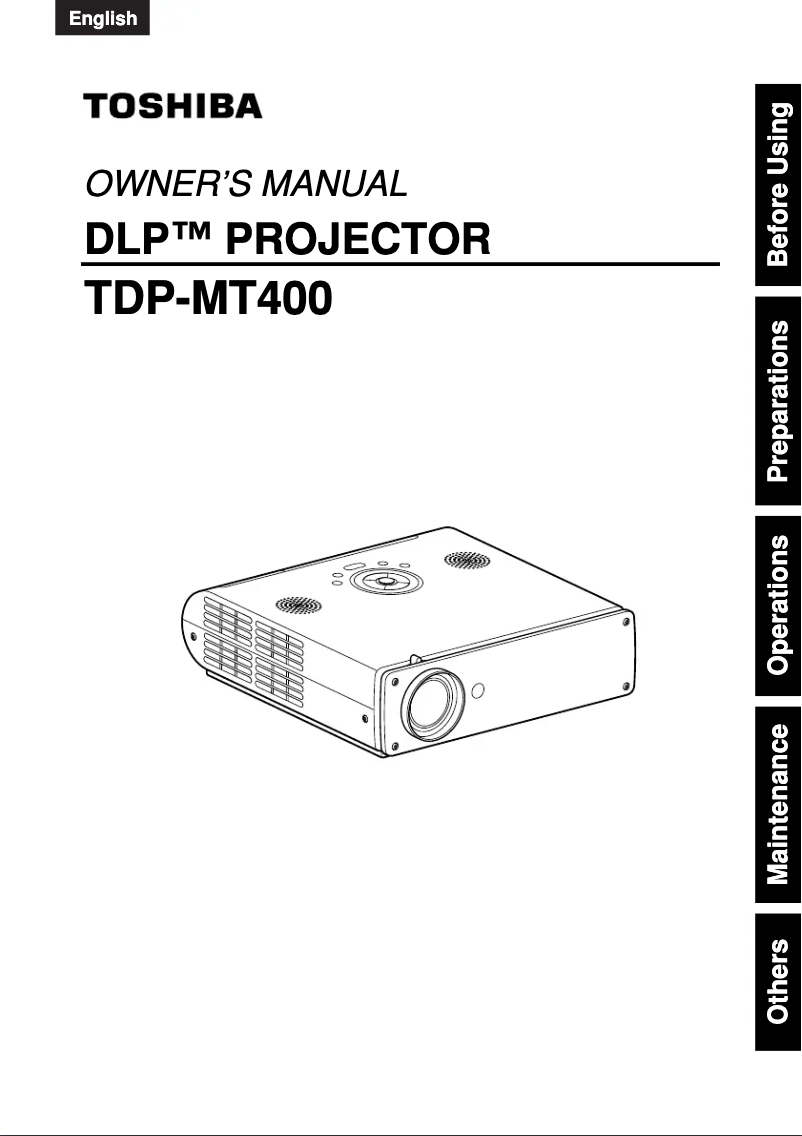 Page n°1 - Manuel utilisateur Toshiba TDP-MT400