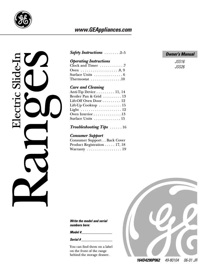 First page image of the manual for JSS26BDBB